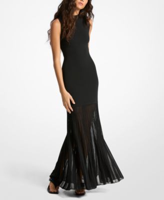 Michael Kors - Women's Mock Neck Sheer Maxi Dress