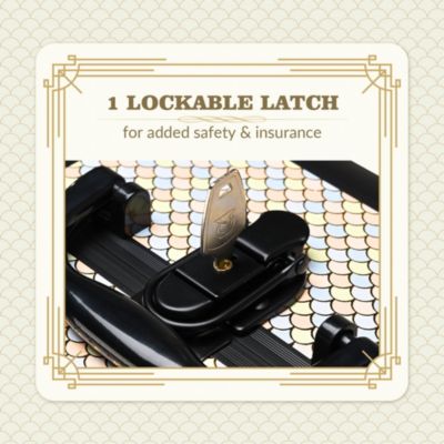 Makeup Train Case with Mirror Cosmetic Box Organizer Art Deco Pastel