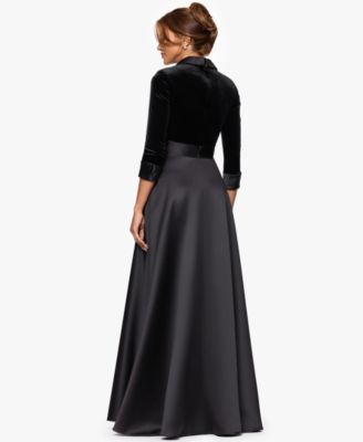 Women's Velvet Satin Tuxedo Gown