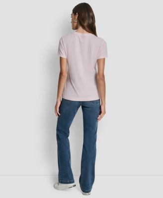 Women's Embellished Logo Detail Crew Neck T-Shirt