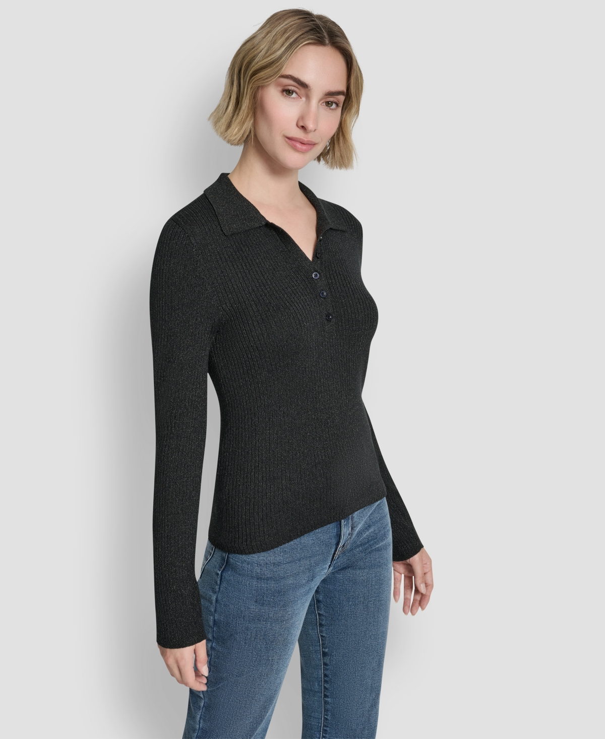 Dkny Jeans Women's Ribbed Long-Sleeve Sweater