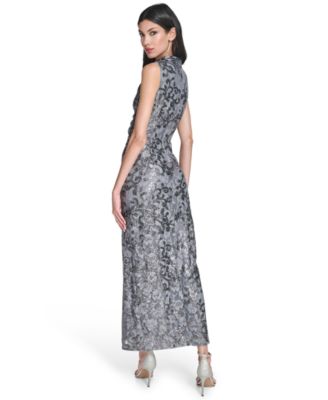 Petite Cowl Neck Sequin Lace Dress