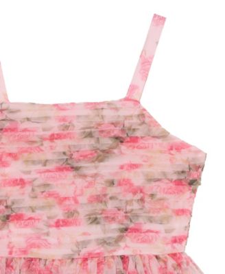 Girls 7-16 Printed Mesh Pleated Body Dress