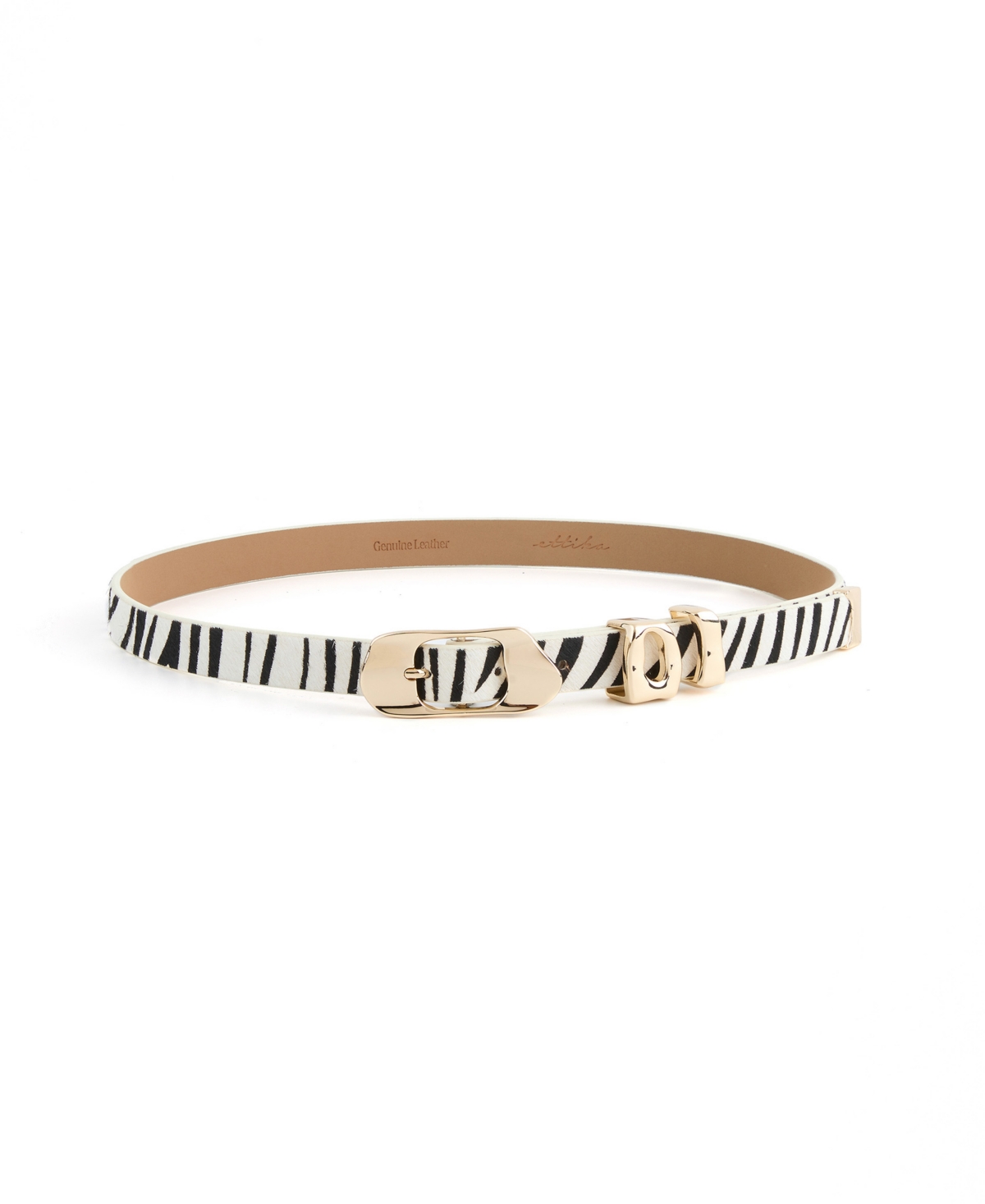 Ettika Zebra Print Molten Metal Belt In Black