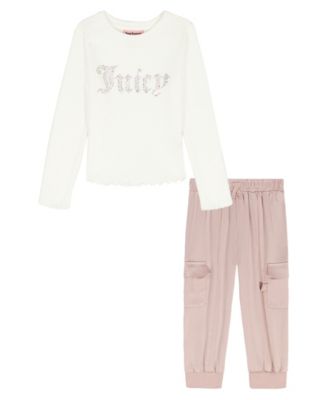 Juicy Couture - Girls Toddler 2T-4T 2-Piece Knit Rib Long-Sleeve T-Shirt and Pants Set