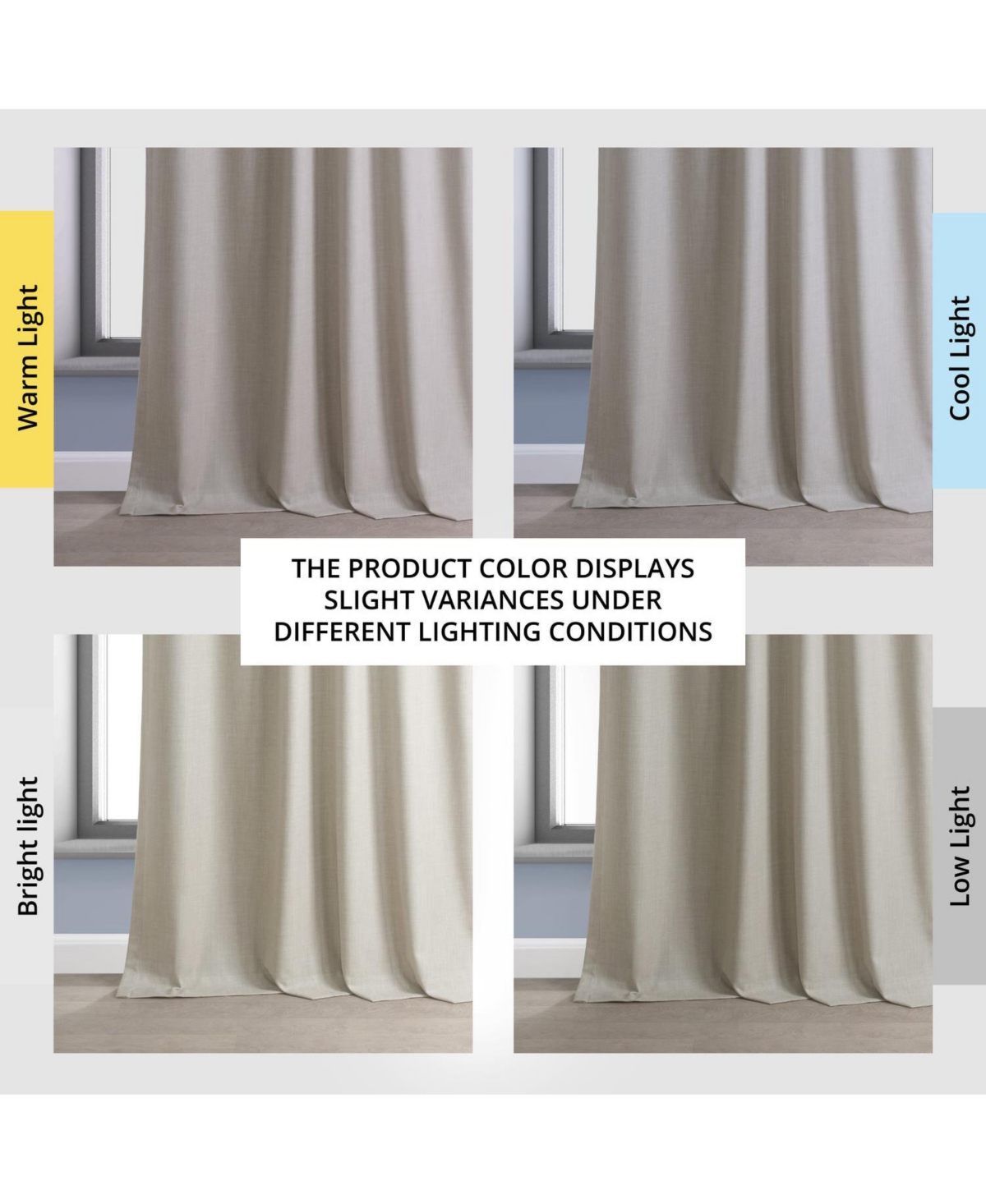 Half Price Drapes Light Beige Performance Linen Hotel Blackout Curtain