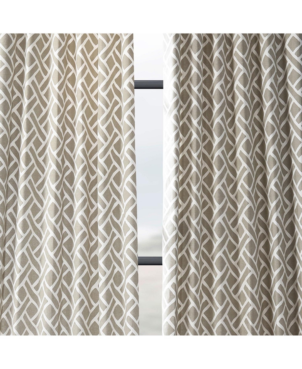 Half Price Drapes Martinique Taupe Geometric Printed Cotton Room Darkening Curtain