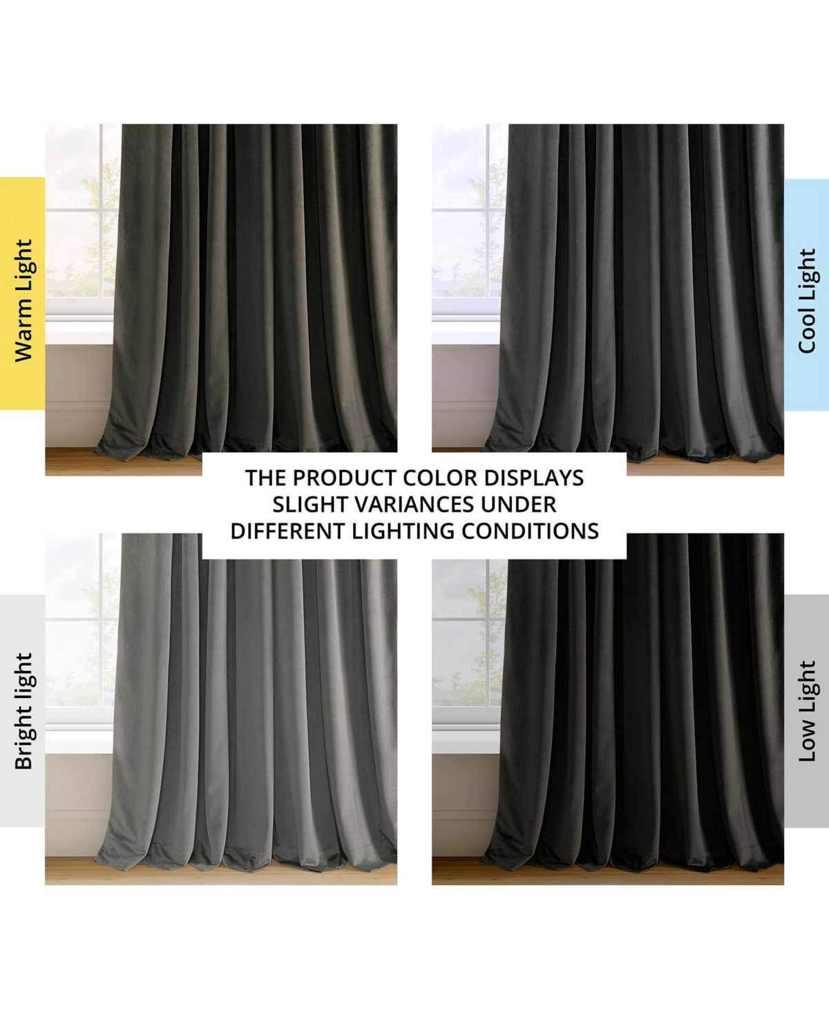 Half Price Drapes Gunmetal Grey Signature Velvet Blackout Curtain