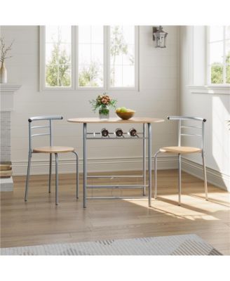 Modern Metal Dining Set for 2 with 1 Table & 2 Chairs Drift Brown