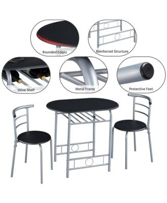 3-Piece Set, Metal Frame, Compact Dining Table with 2 Chairs