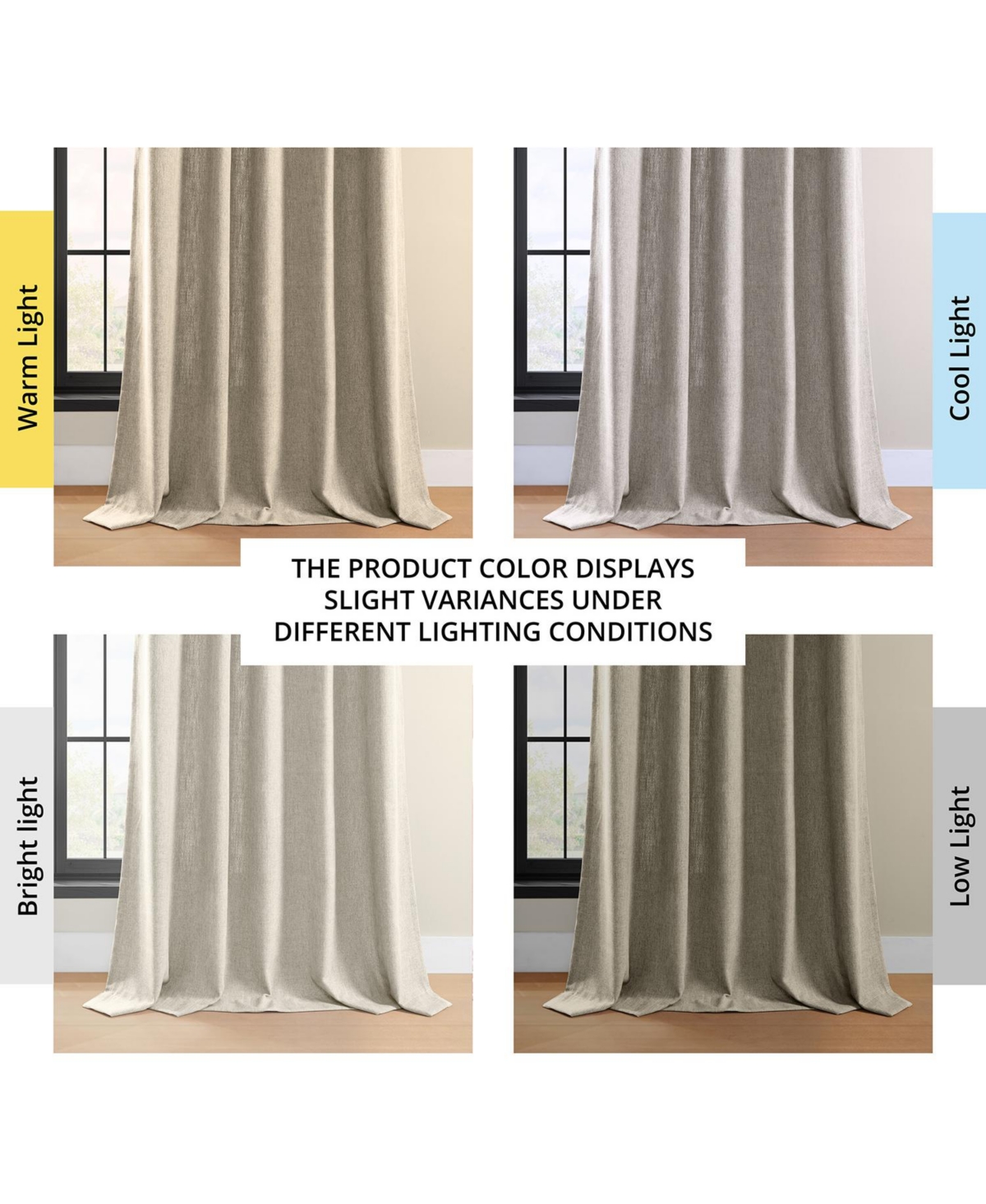 Half Price Drapes Light Beige Simply Faux Linen Light Filtering Curtain Pair (2 Panels