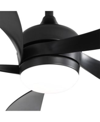 52-inch Minimalist Black 5-Blade Flush Mount with Remote Control and Led Light