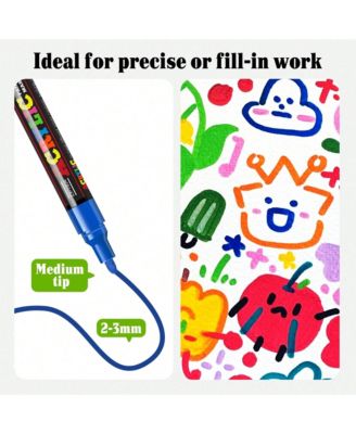 18-Color Acrylic Paint Pens Set – Permanent Poster Markers for Glass, Wood, Paper, Touch-Up Models, DIY Crafts & Art Projects