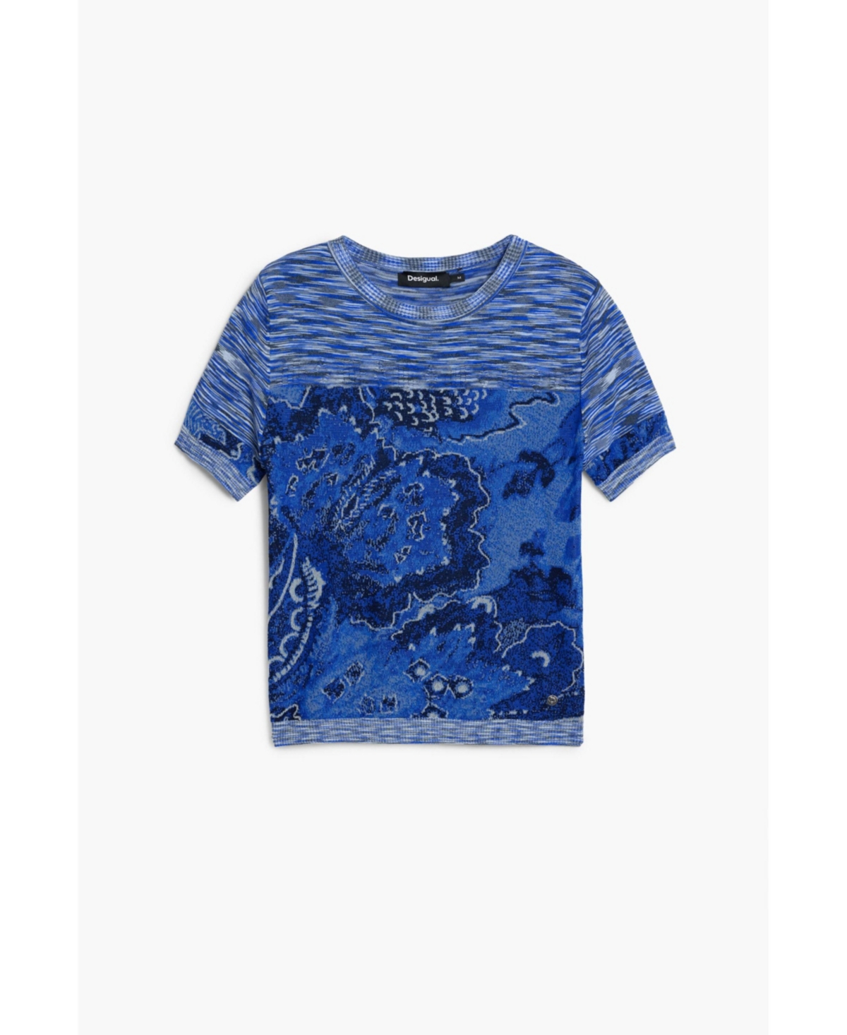 Desigual Women's Marbled Knit T-shirt In Blue