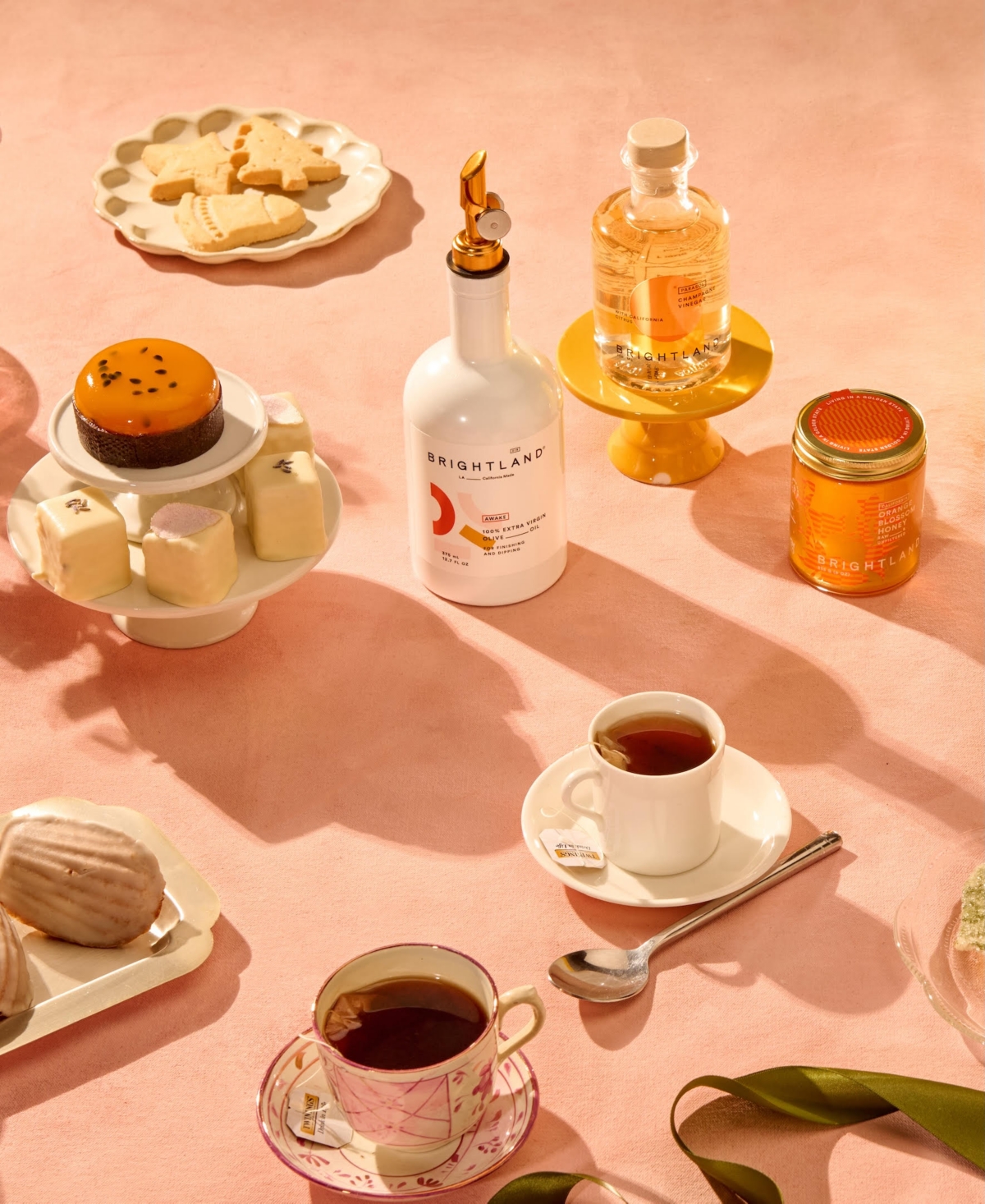 Brightland Extra Virgin Olive Oil, Vinegar, and Orange Blossom Honey 4-Pc. Gift Set