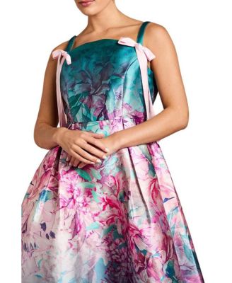 Women's Strappy Bow Detail Twill Midi Dress