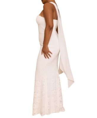 Women's Lace Bandeau Scarf Detail Maxi Dress