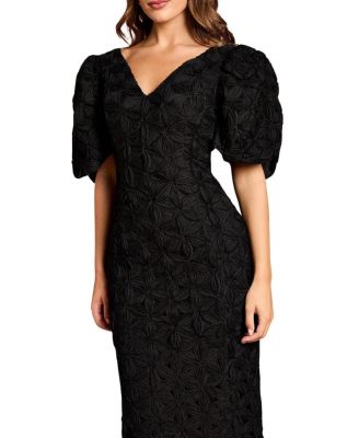 Women's Floral Pleated Sleeve Pencil Dress