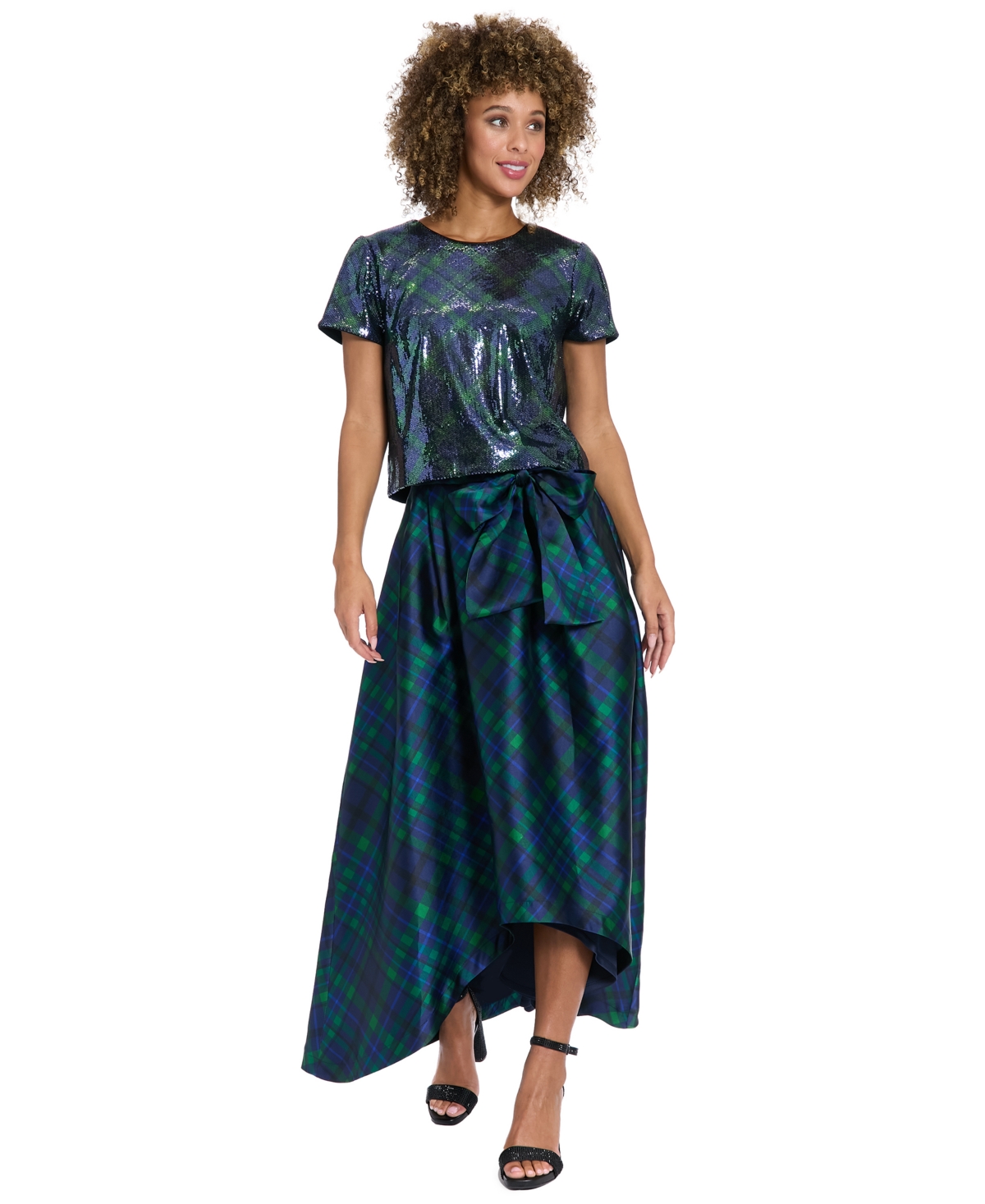 Muse Women's High-low Plaid Ball Skirt In Multi