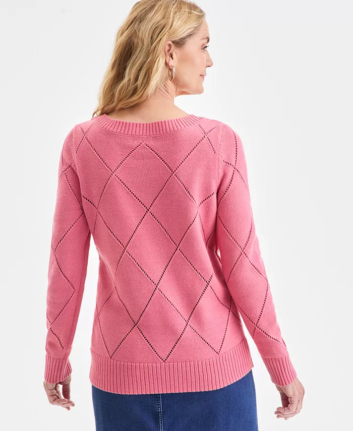 Women's Pointelle Boat-Neck Sweater - thumbnail 2
