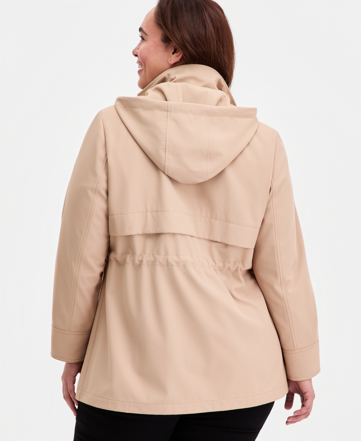 Michael Kors Plus Zip-Front Hooded Anorak