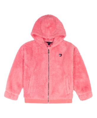 Tommy Hilfiger - Girls 2T-6X Minky Logo-Stripe Zip Front Hoodie