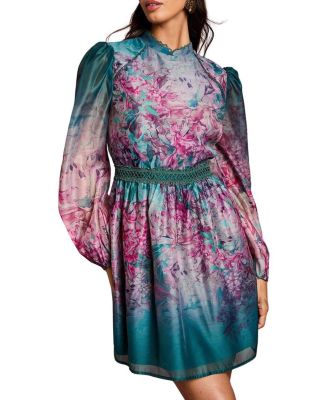 Women's Organza Mini Dress With Floral Print