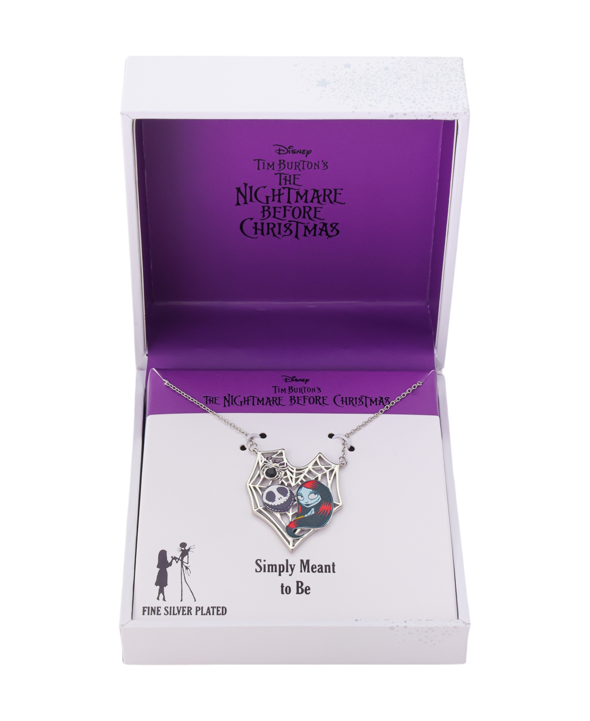 Disney Nightmare Before Christmas Sally and Jack Crystal Pendant Necklace