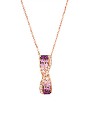 Le Vian - White Sapphire (0.04 ct. t.w.), Pink Sapphire Ombres (0.41 ct. t.w.), and Nude Diamond (0.13 ct. t.w.) Pendant Necklace in 14K Strawberry Gold