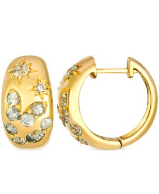 Nude Diamond (0.05 ct. t.w.) and Montana Sapphire (1.66 ct. t.w.) Hoop Earrings in 14k Honey Gold