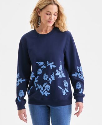 Women's Crewneck Embroidered Sweatshirt, Macy's Exclusive