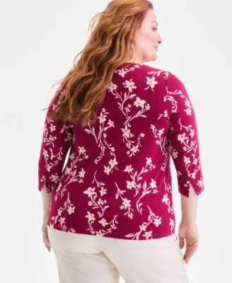 Plus Size Cotton Boat-Neck Top
