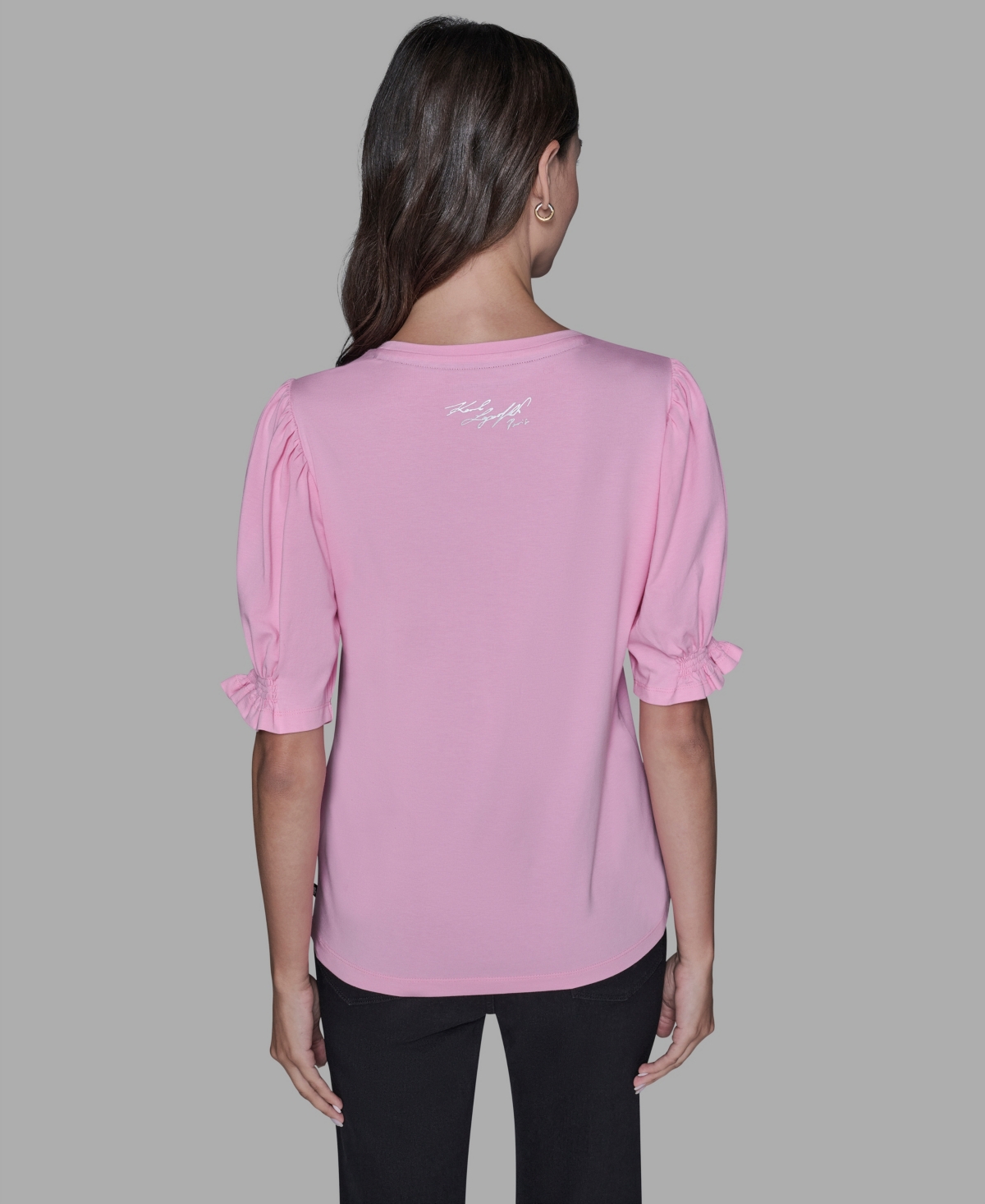 Karl Lagerfeld Women's Puff Sleeves T-shirt In Pink