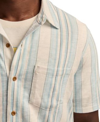 Men's Short-Sleeve Striped Linen Knit Shirt