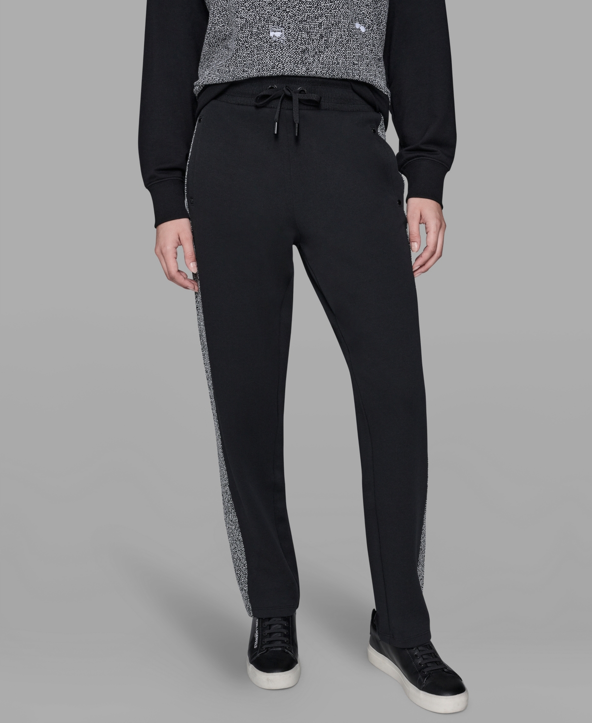 Karl Lagerfeld Women's Mid-rise Straight Jogger Pants In Black
