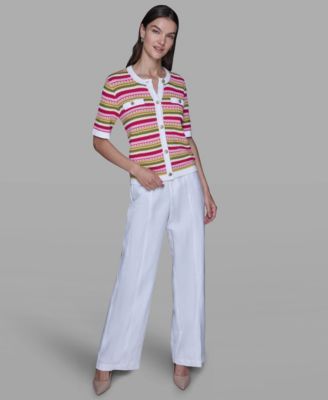 Women's Stripe Knitted Crewneck Top