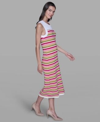 Women's Striped Sleeveless Sweater Dress