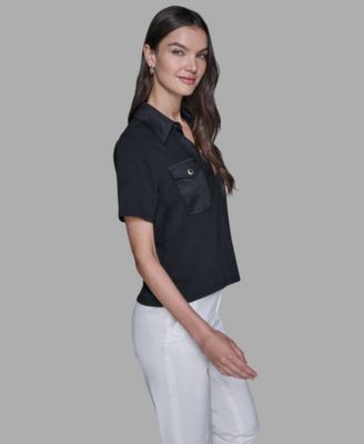 Women's Short-Sleeve Collared Polo Top