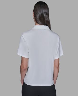 Women's Short-Sleeve Collared Polo Top