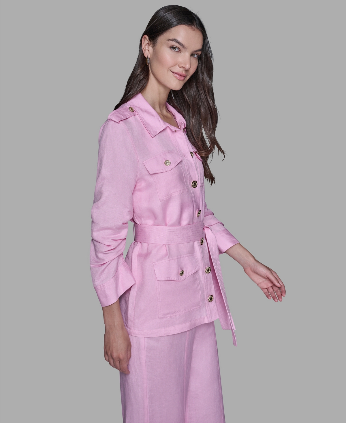 Karl Lagerfeld Women's Belted Jacket In Pink