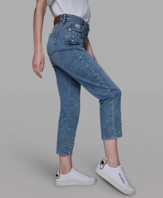Women's Embellished Mid Rise Ankle Jeans