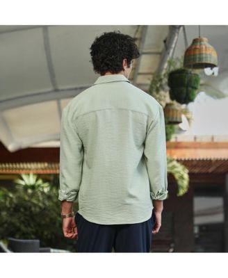 Men's Sage Green Modular Solid Oversized Shirt