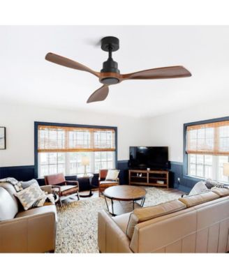 48-inch Modern Black 3-Blade Flush Mount Ceiling Fans Supports Remote Control 6-Speed Arbitrary Adjustment and Timing Function