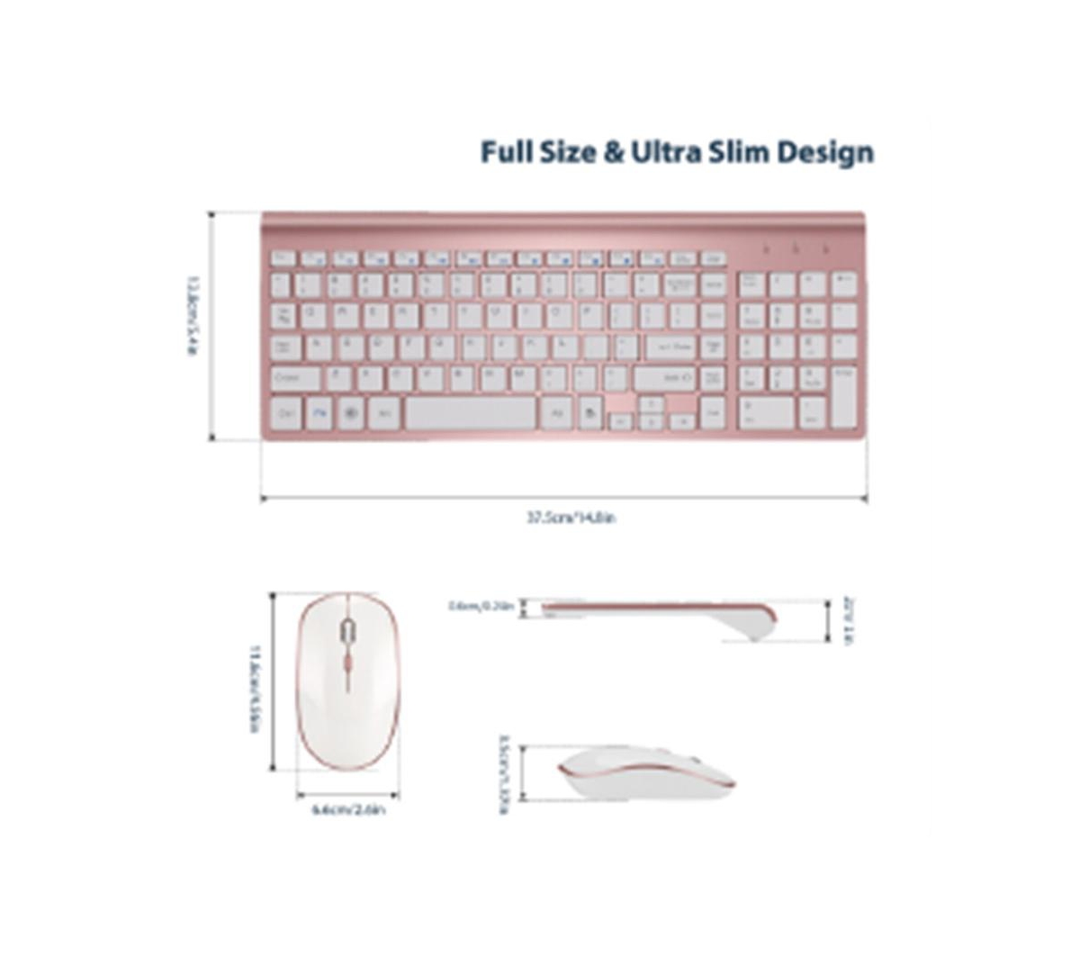 Riso Ultra-Thin Silent Ergonomic Wireless Keyboard and Mouse Combo with Numeric Keys and 2.4G Receiver for Pc and Laptop