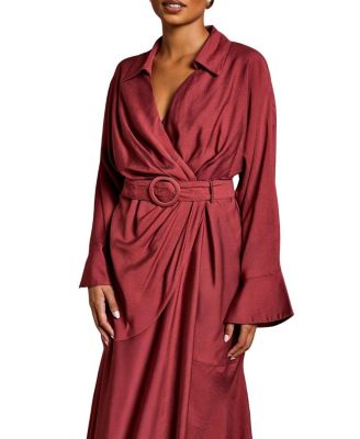 Women's Long Sleeve Wrap Dress With Belt