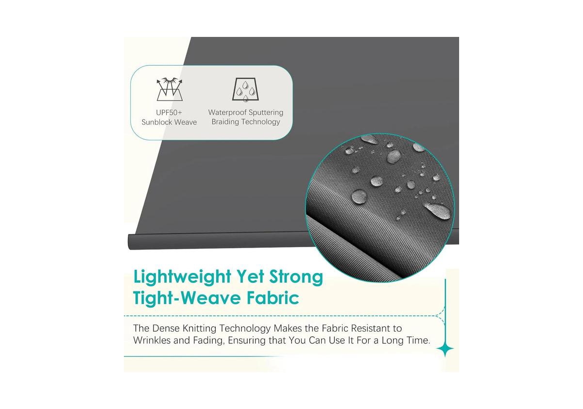 Aecojoy Retractable Awning, 65"x80" Manual Outdoor Awnings for Door Entrance, Sun Shade Canopy