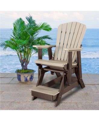 Fan Back Balcony Glider Made in the USA- Weatherwood, Tudor Brown