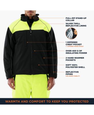 Men's Two-Tone HiVis Insulated Jacket - High-Visibility, Warm, Water-Resistant Work Coat