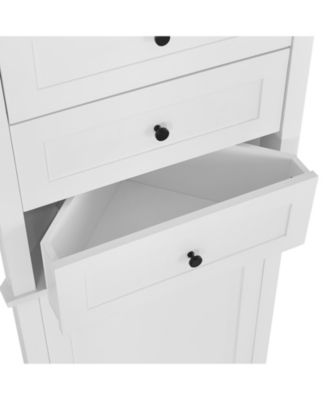   Triangle Tall Cabinet with 3 Drawers and Adjustable Shelves for Bathroom, Kitchen or Living Room, MDF Board with Painted Finish