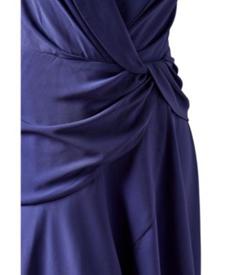 Women's Shawl Collar Ruffle Hem Midi Dress